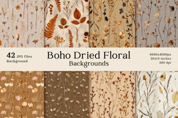 42 Boho Dried Floral Backgrounds: A Designer's Toolkit