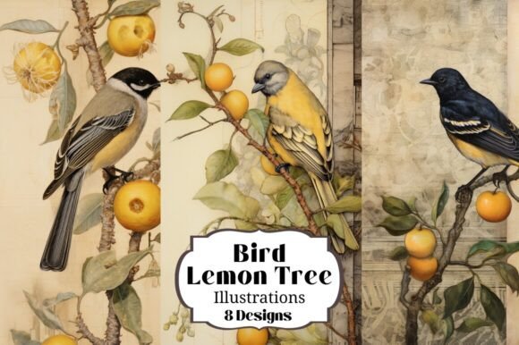 8 Birds and Lemon Tree JJ Backgrounds for Your Projects