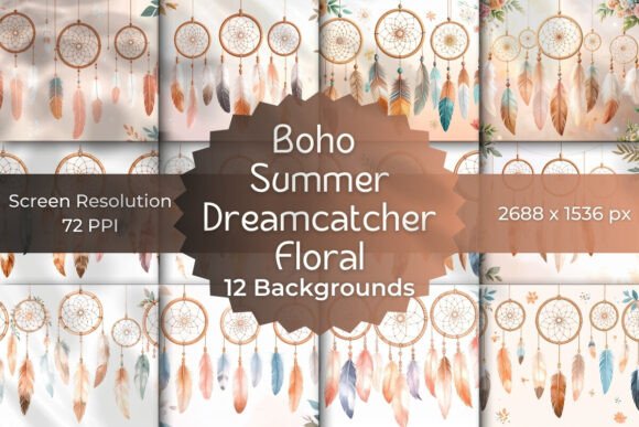 Boho Summer Dreamy Floral Backgrounds: Your Free-Spirited Design Toolkit