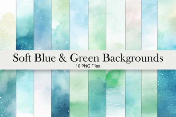 Dreamy Pastel Watercolor Blu & Mint Backgrounds for Your Projects