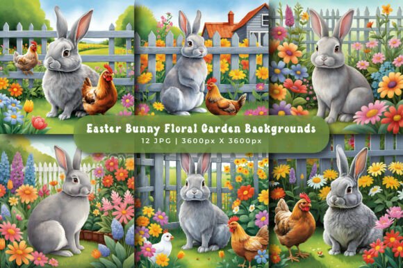 Easter Bunny Floral Garden Backgrounds: A Designer's Asset
