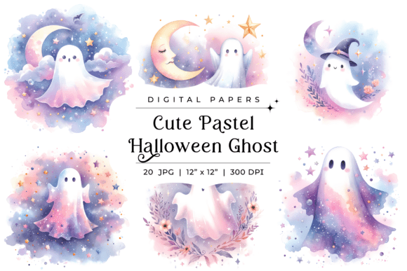 Enchanting Pastel Halloween Ghost Backgrounds