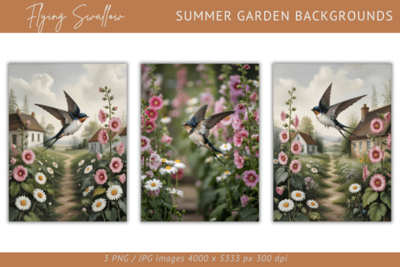 Flying Swallow – Summer Backgrounds: A Cottagecore Dream