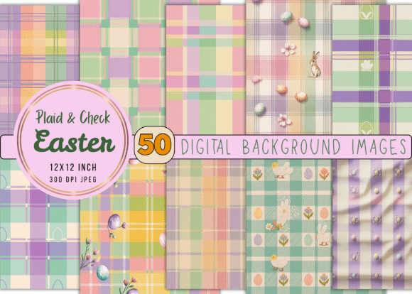 Plaid & Check Easter Digital Backgrounds: Your Seasonal Design Toolkit