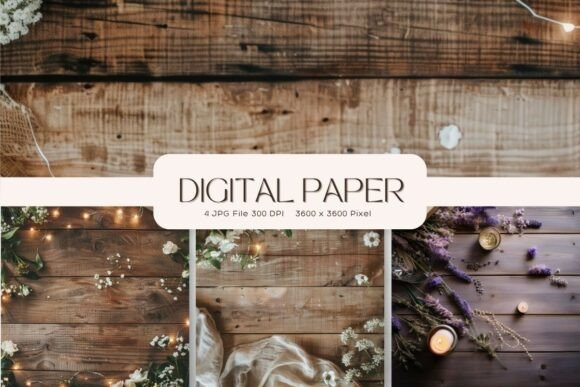 Wooden Florals Texture Backgrounds_19: Digital Design Files